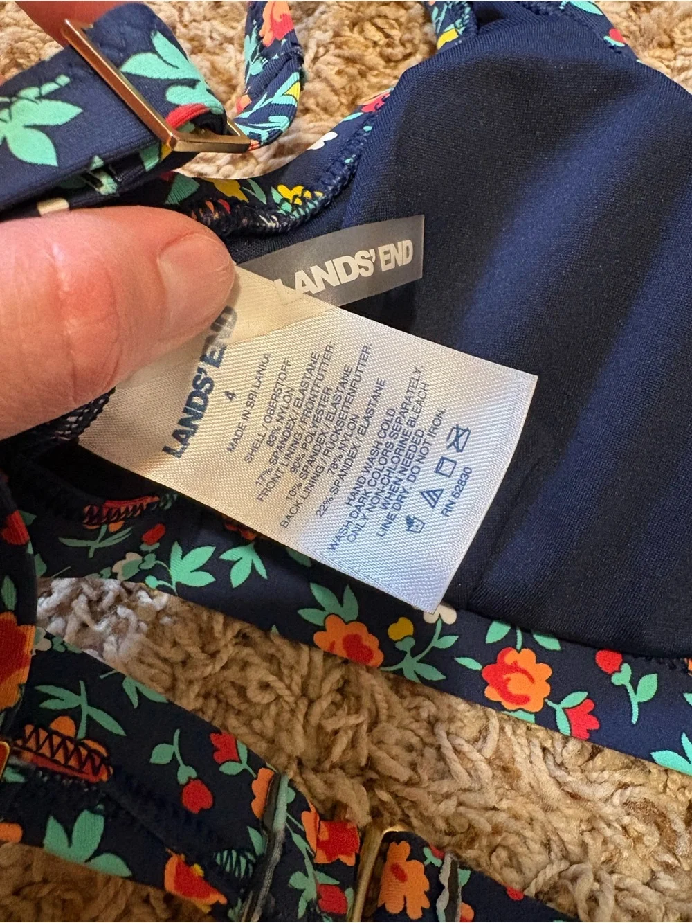 Lands End Floral High Waisted Bikini Womens size 4